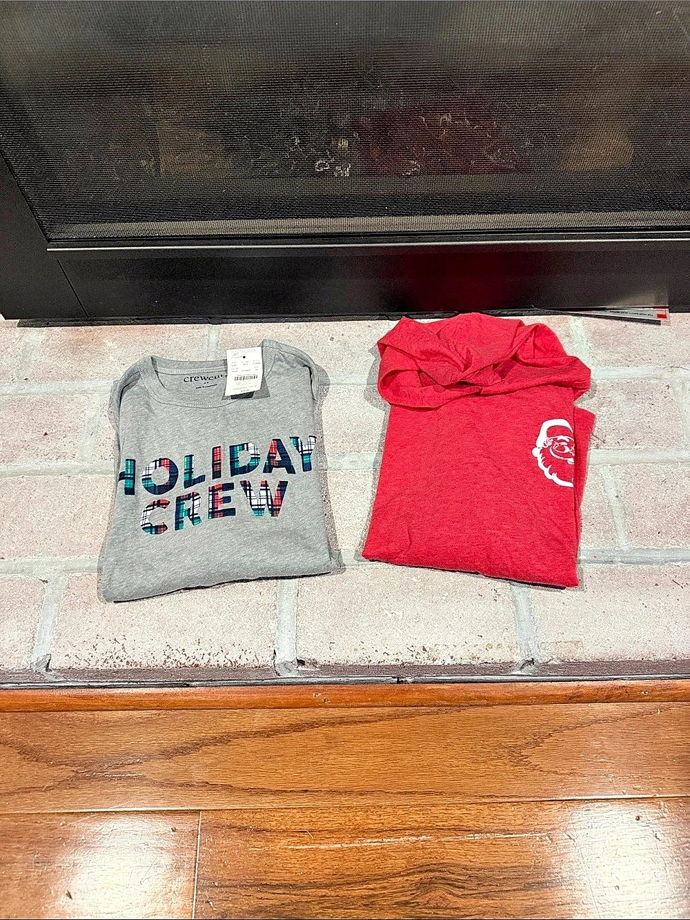Crewcuts Holiday Crew / Santa Hoodie Girls Medium (8-9) Red & Gray NWT